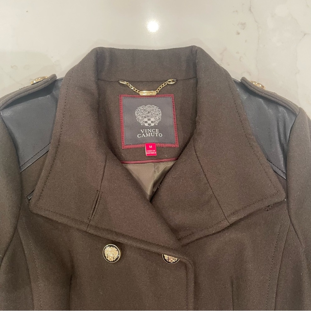 Vince Camuto double breasted dark green pea coat - Picture 4 of 16